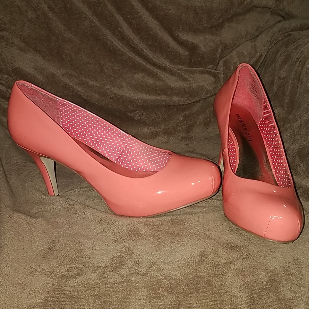 Madden Girl patent leather coral heels size 10